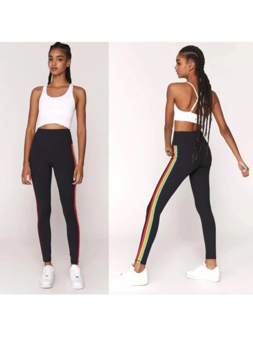 NWOT Spiritual Gangster Black Leggings with Rainbow Side Stripe